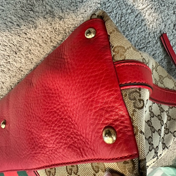 LNWOT Large in Red Canvas Vintage Web Rania Top Handle Gucci Bag - Picture 9 of 11